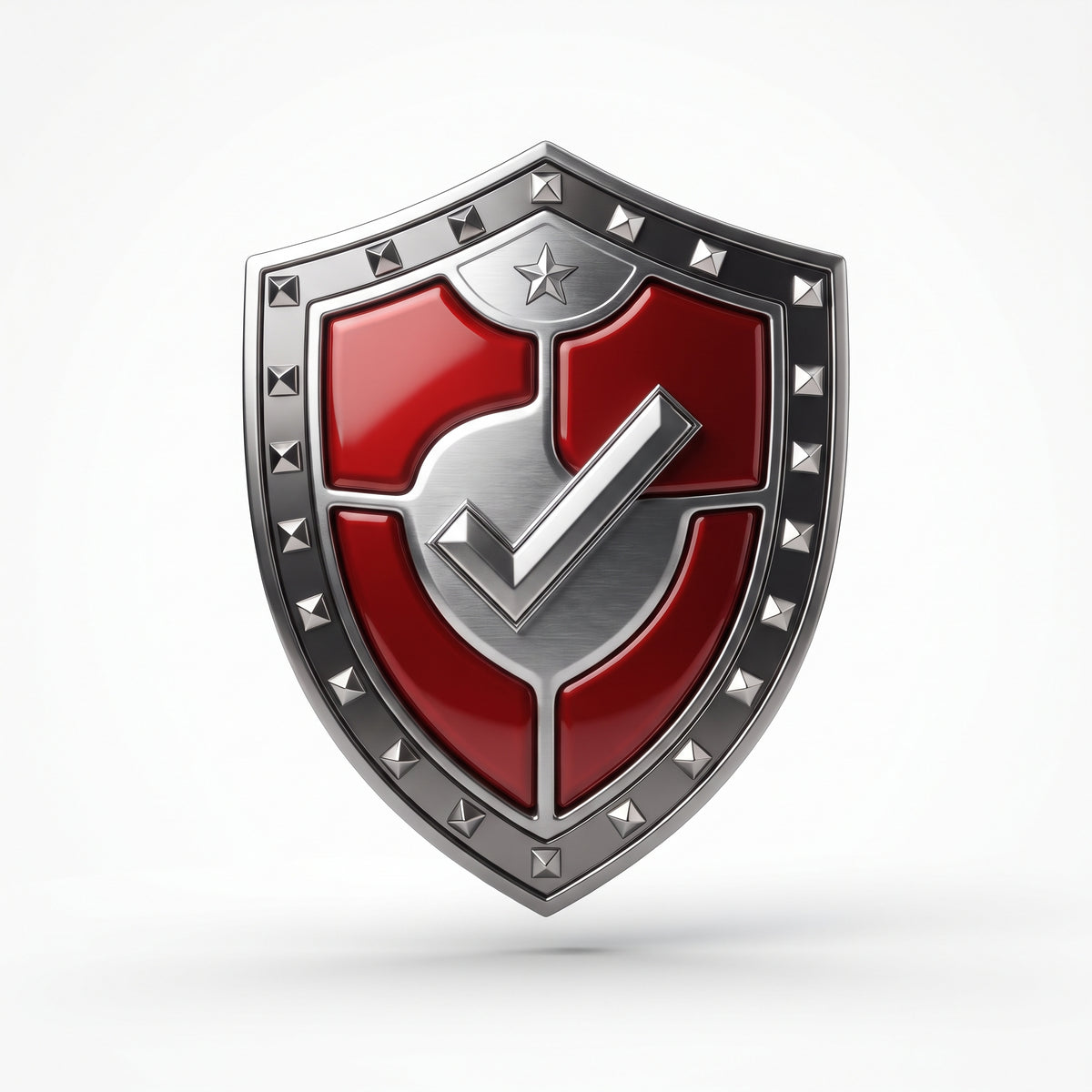 Shipping Protection โ studded metal shield badge
