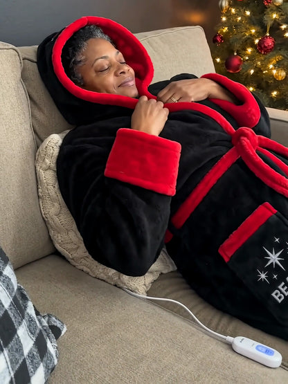 Heated robe on the couch