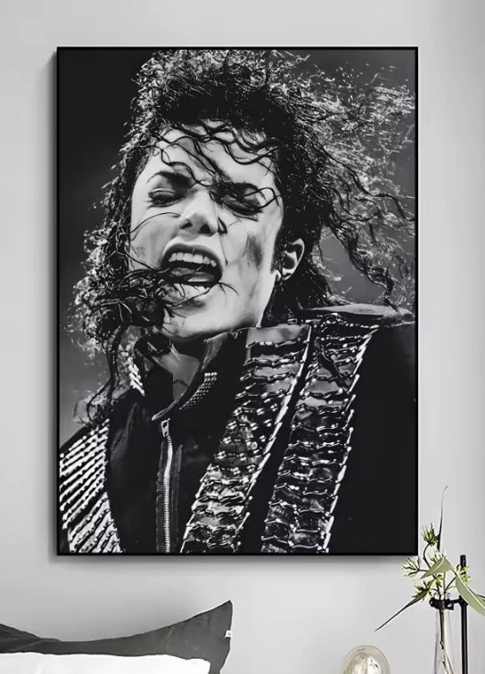 MJ black and white concert poster